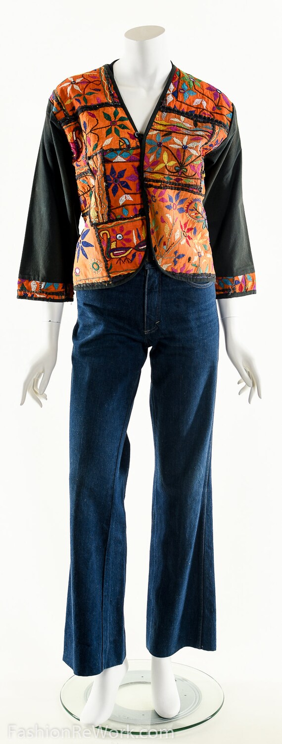 Rainbow Patchwork Jacket,Boho Embroidered Jacket,… - image 7