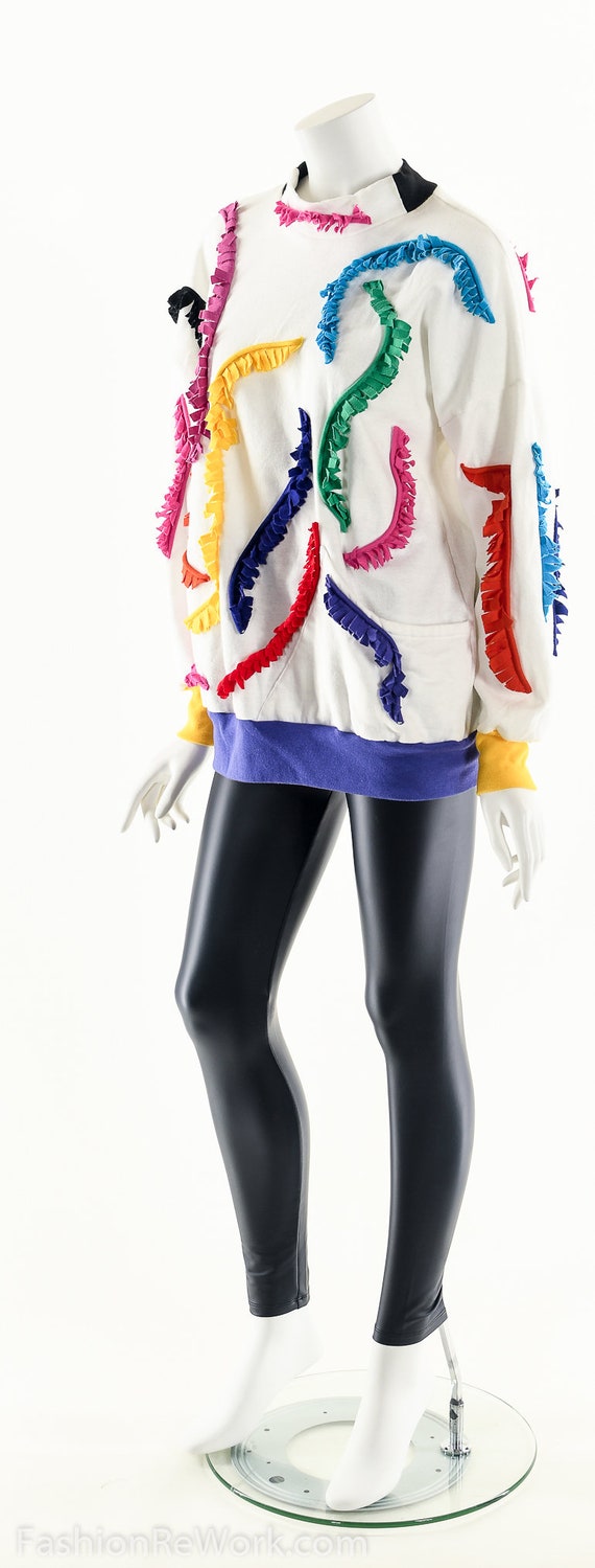 RAINBOW SHAG Pullover,Dolman FRINGE Sweatshirt,Ba… - image 5