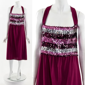 Raspberry Sequined Plus Size Stretchy Dress