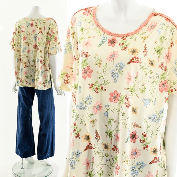 Watercolor Flowers Chiffon Blouse - image 3