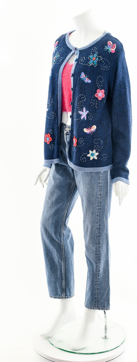 Butterfly Flower Cardigan,Floral Patchwork Appliq… - image 10