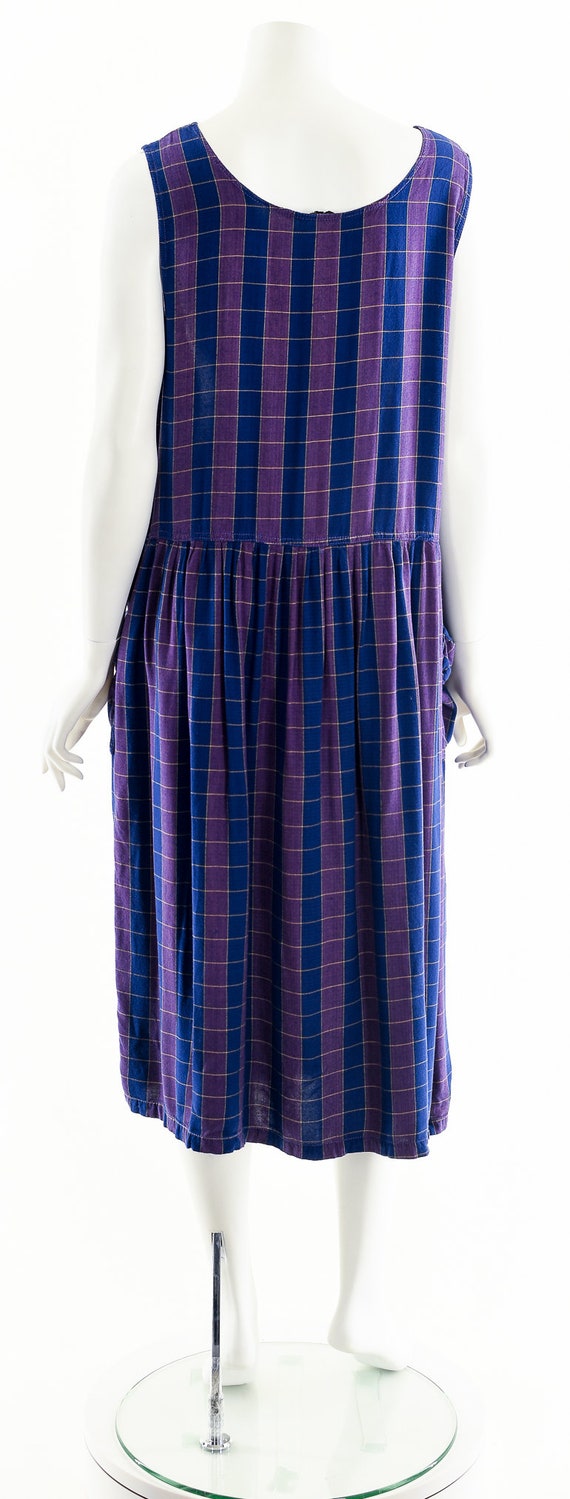 Rayon India Dress,Plaid Purple Midi Dress,Vintage… - image 7