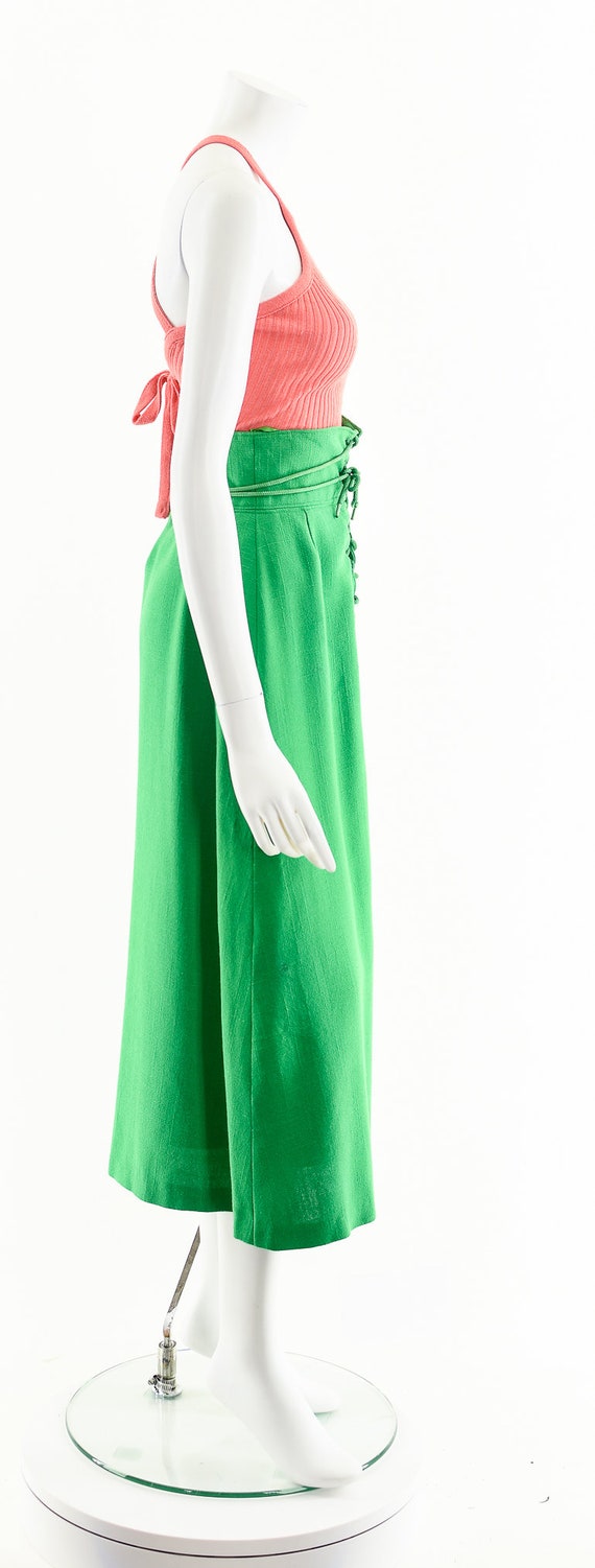 Green Corset Skirt,Lace Up Linen Skirt,High Waist… - image 5