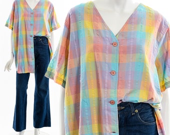 Blusa arcoíris pastel de Madrás