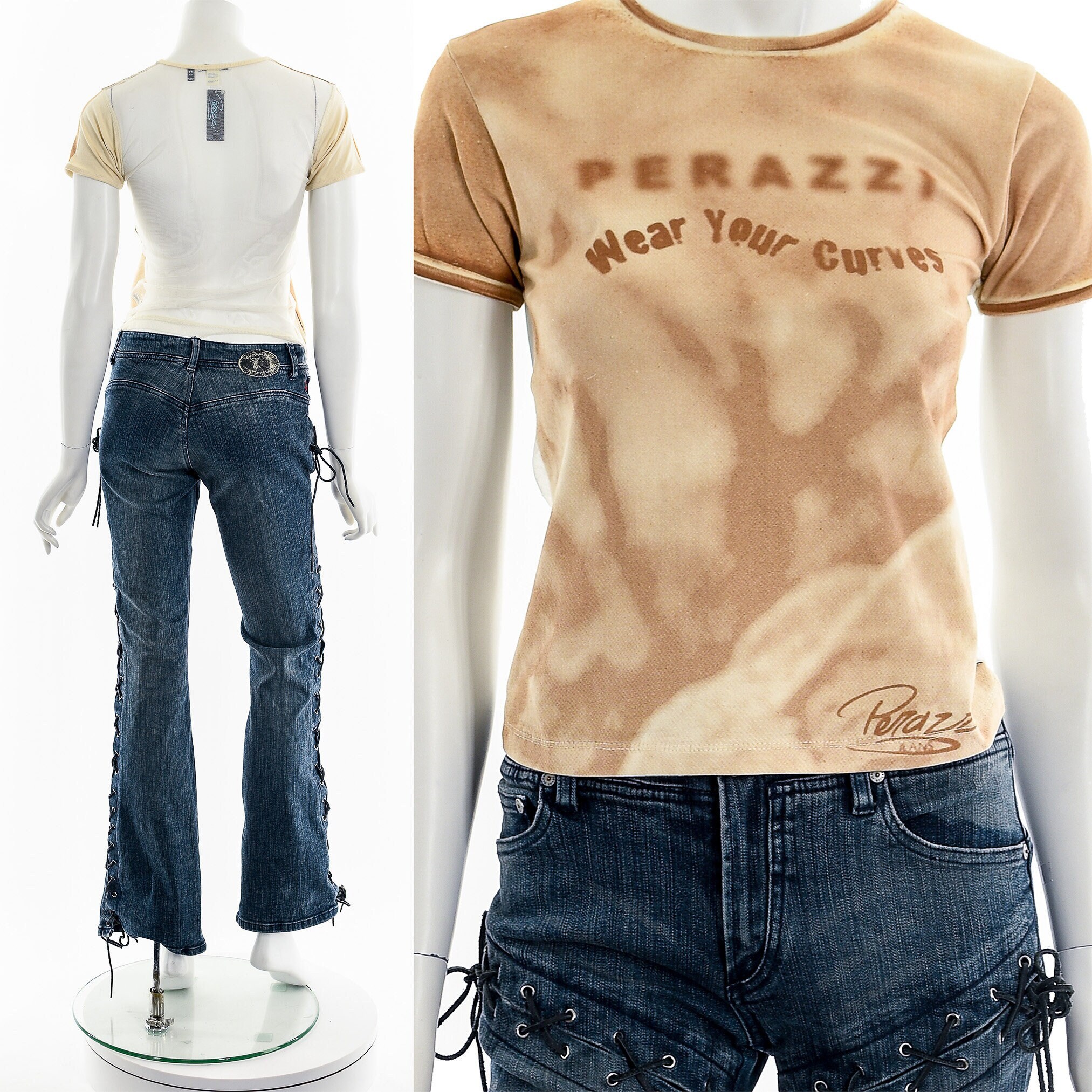 90s Y2K Mesh Baby Tee Raver Tee