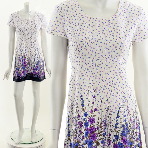 Purple Floral Print Baby Doll Dress - image 3