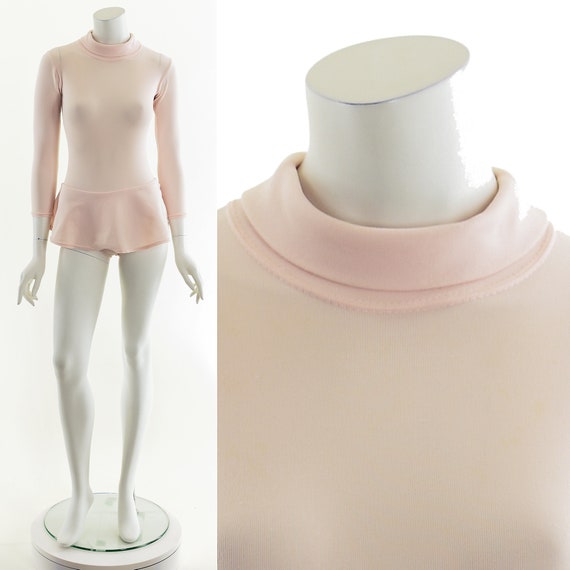 Baby Pink Bodysuit,70s Turtleneck Bodysuit,Vintag… - image 3