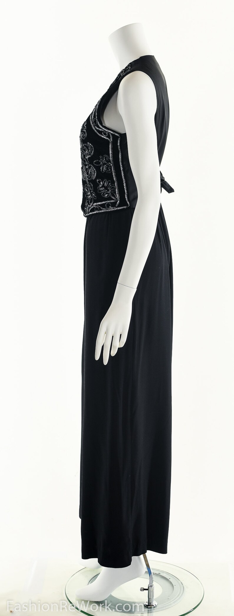 Party Jumpsuit Attached Vest Jumpsuit Vintage Jumpsuit Black Boho Jumpsuit Evening Jumpsuit Bohemian Jumpsuit 90/'s Black Jumpsuit