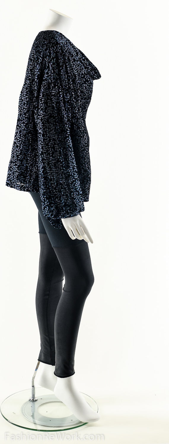 Vintage Black and Silver Lurex Blouse 10 12