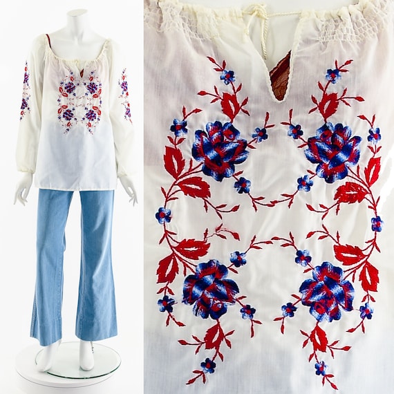 Hungarian Embroidered Bohemian Blouse - image 1