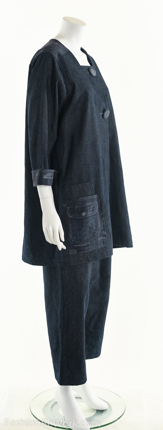 Dark Denim Leisure Suit,Designer Two Piece Suit,B… - image 5