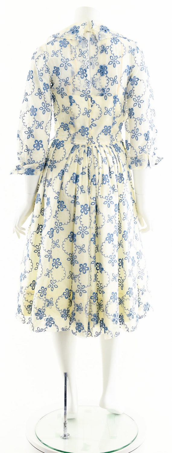 Vintage 1950's Suzy Perette Dress,Blue Daisey Sil… - image 7