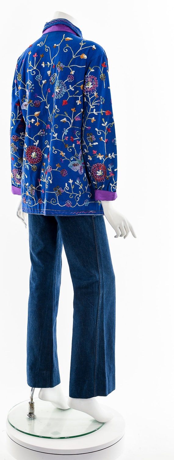 Blue Beaded Butterfly Embroidered Chore Coat - image 6