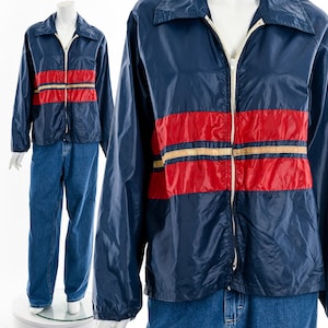 MCM Blau + Roter Nylon Windbreaker
