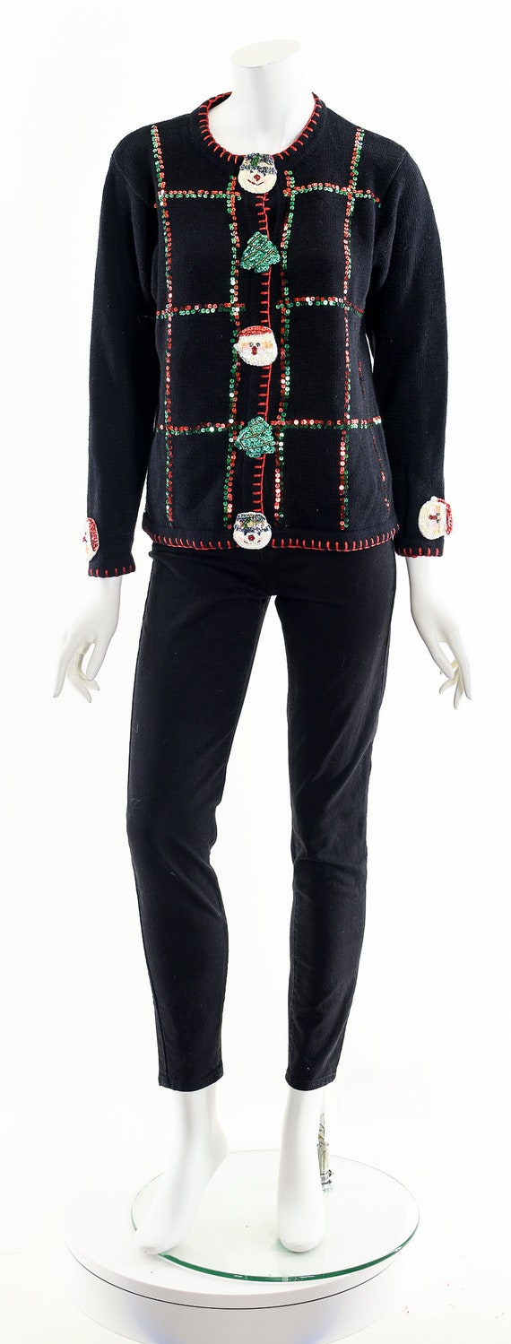 90s Black "Ugly" Christmas Sweater - image 4