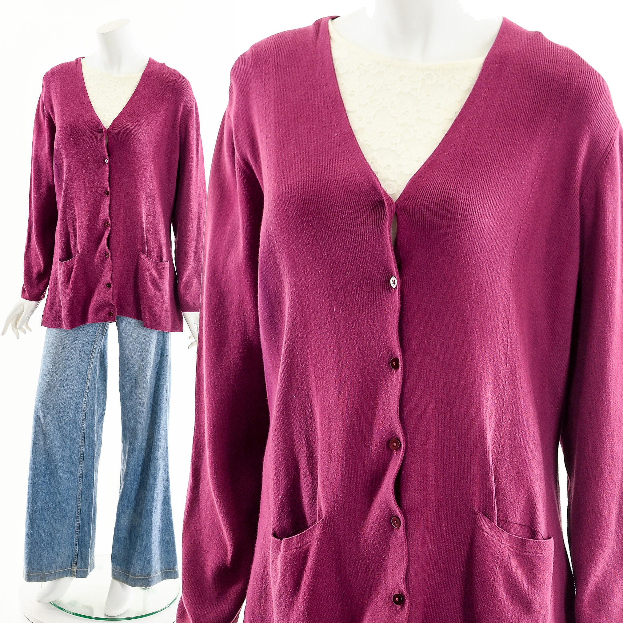 Kleding Dameskleding Sweaters Vesten Preloved Capsule garderobe stuk Fuzzy Sweater Delias Pink Button Down Vest| Fuchsia Trui Y2K Clueless Geïnspireerde 