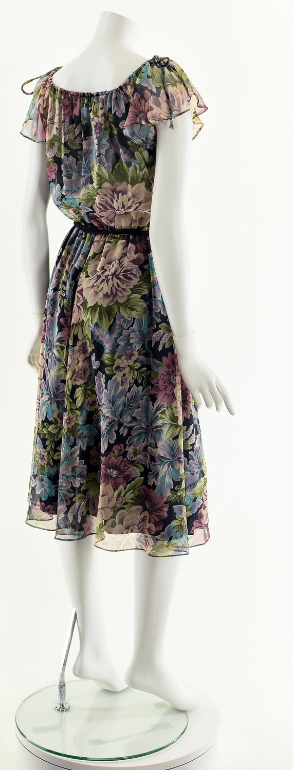 Floral Chiffon Dress,Dark Bohemian Dress,Dark Rom… - image 6