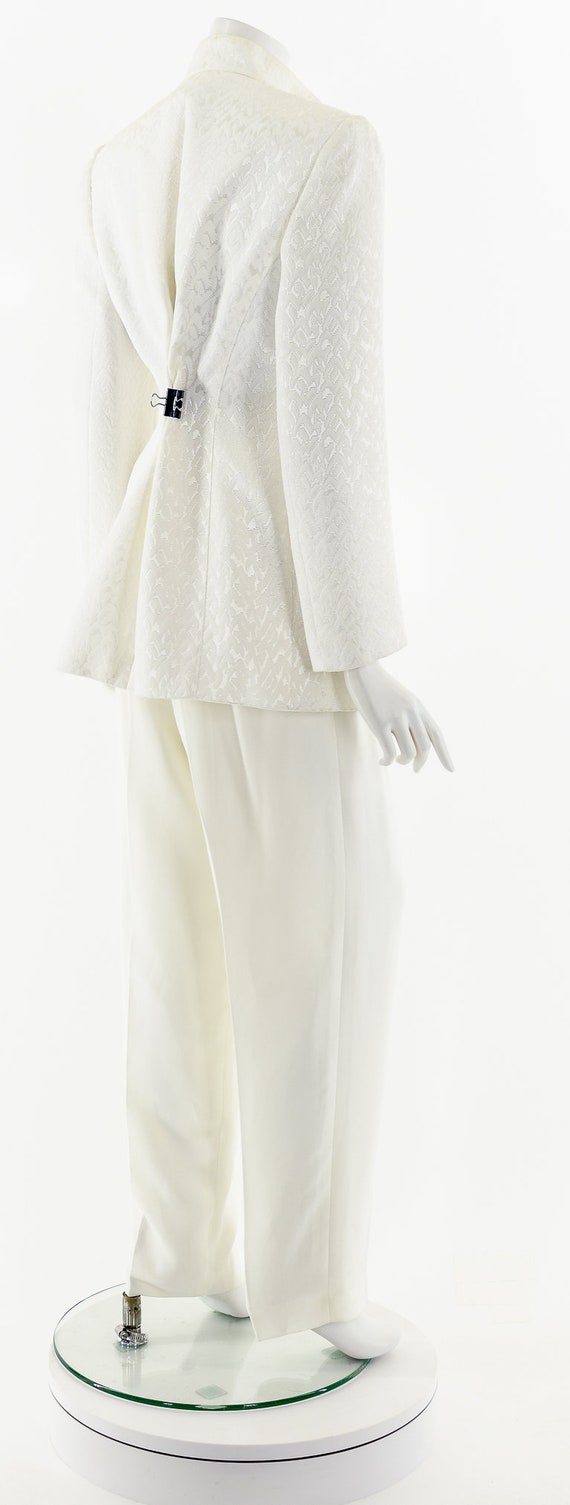 White Embossed Pants Suit Set - image 6