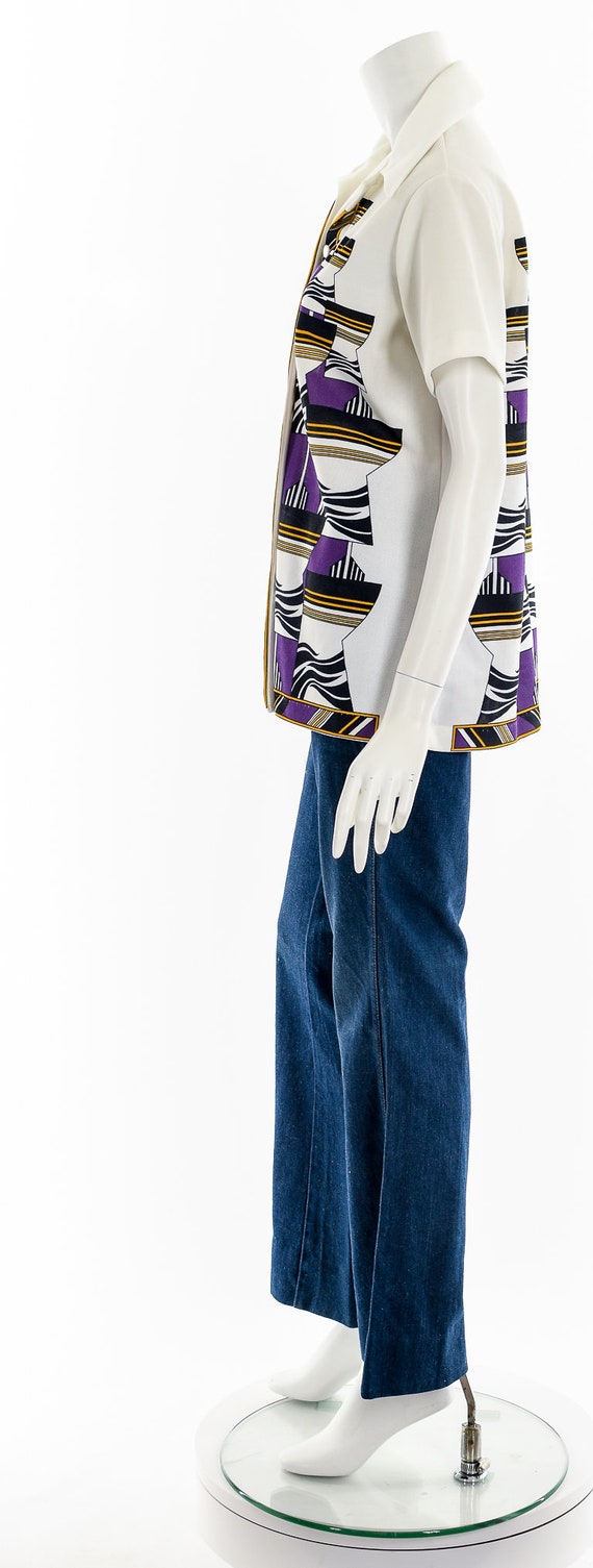 Psychedelic All Over Print Button Down Top - image 9