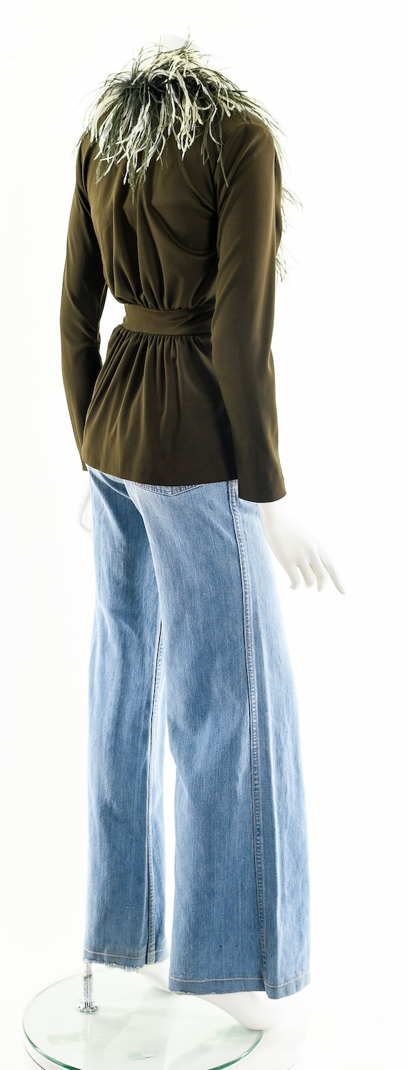 Ostrich Marabou Feather Jacket Dramatic Collar - image 6