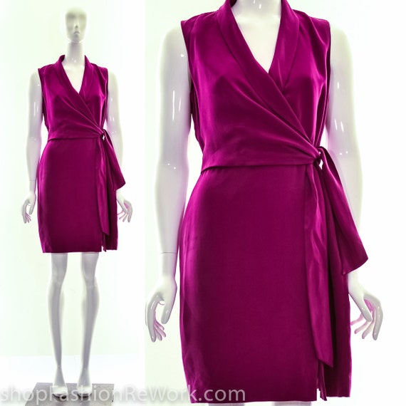 90s Minimalist Silk Wrap Dress