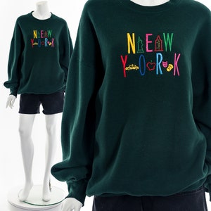 New York NYC Embroidered Dark Green Sweatshirt