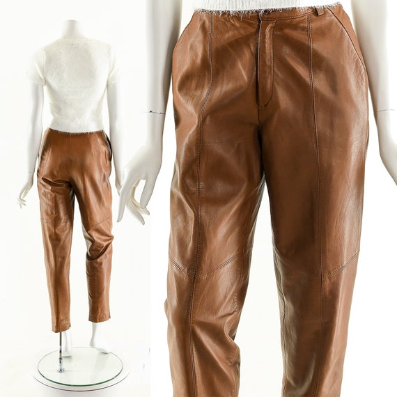 Soft Leather Pants,Chevron Patchwork Leather Pants