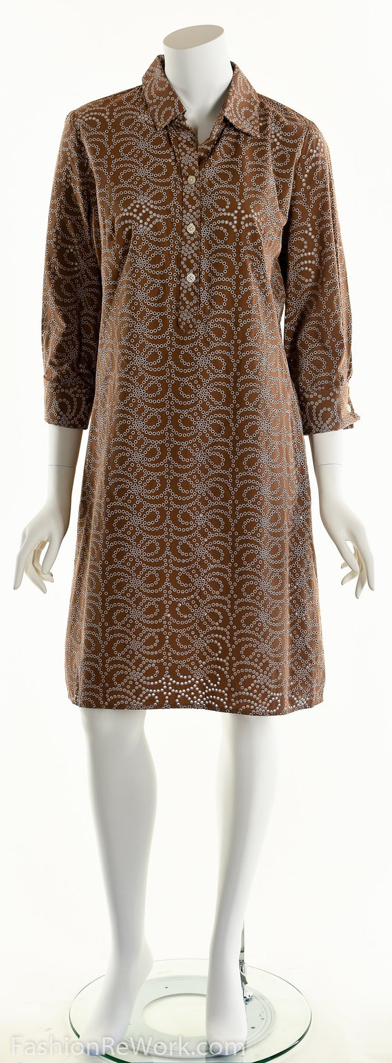 Brown Eyelet Dress, 90's Shirt Dress, Button Down… - image 3
