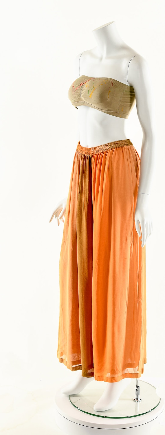 Watercolor Huge Silk Pants,Orange Ombre Palazzo P… - image 10