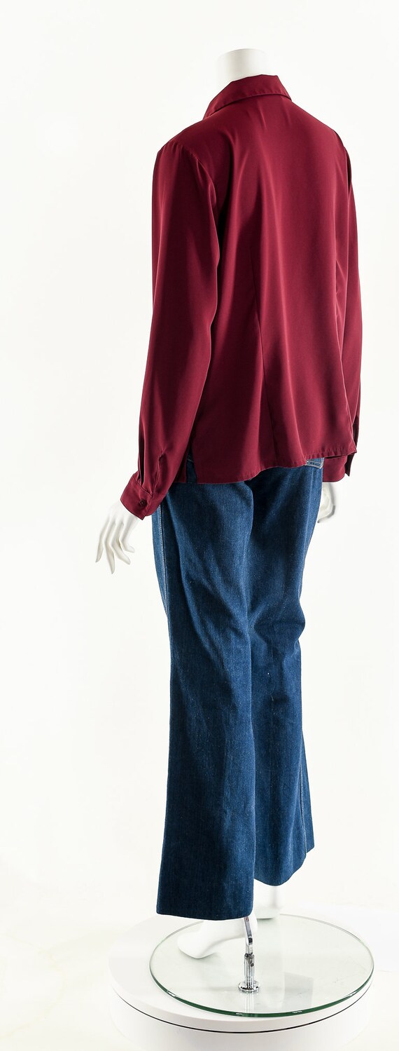 Burgundy Balloon Sleeve Blouse - image 8