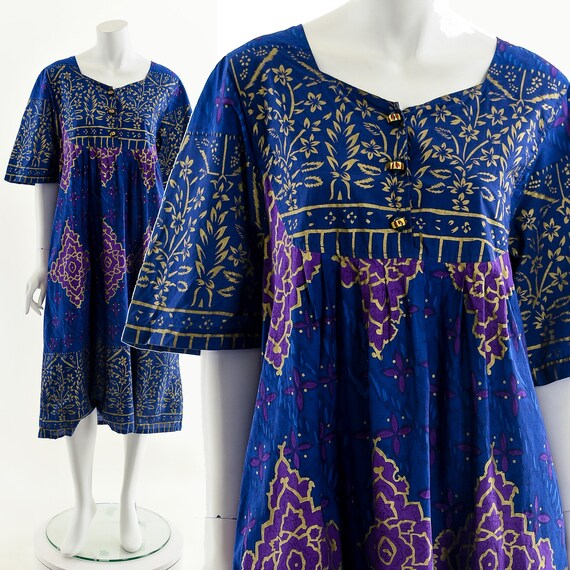 Mandala Block Print Dress,Vintage Block Print Dre… - image 3