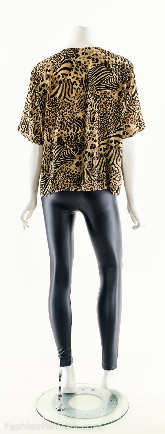 Animal Print Blouse,Vintage Leopard Shirt,Cheetah… - image 4