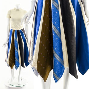 60s Tie Skirt,Vintage Tie Skirt,Homemade Authentic Men's Tie Skirt,Upcycled ReWorked Tie High Waist Skirt,Hippie Tie Skirt,Boho Blue Skirt