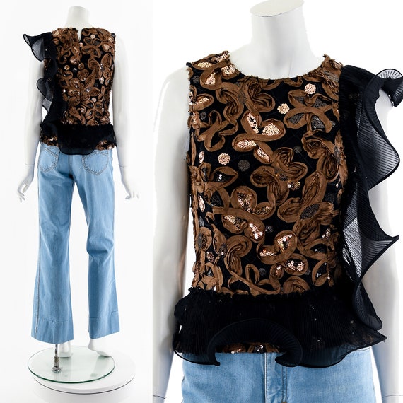 Origami Asymmetric Ruffle Top - Gem