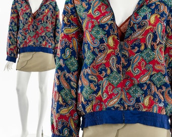 Colorful Paisley Silk Bomber Jacket