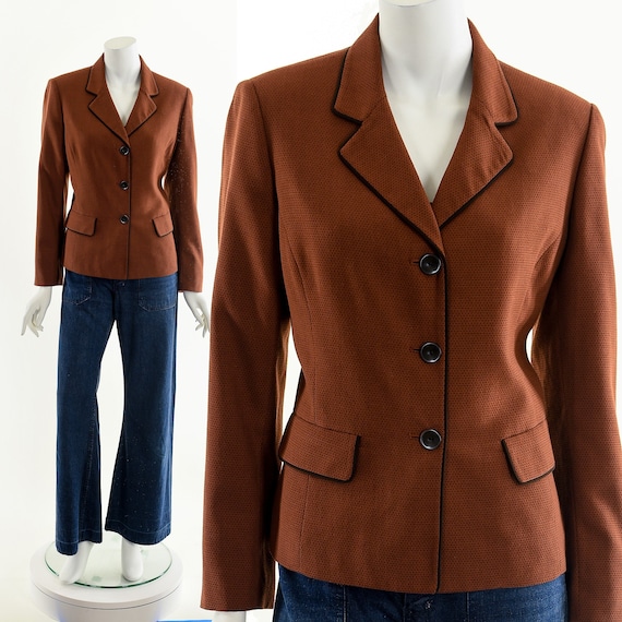 Copper Piped Blazer Suit Jacket - image 1