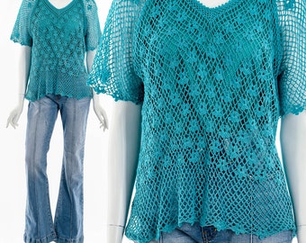 Hand Crochet Knit Boho Top