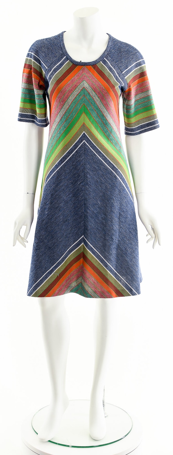 Rainbow Chevron Dress,Rainbow Denim Knit Dress,Mu… - image 4