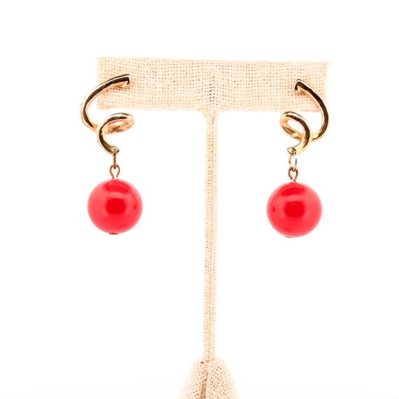 Red Spiral Drop Earrings