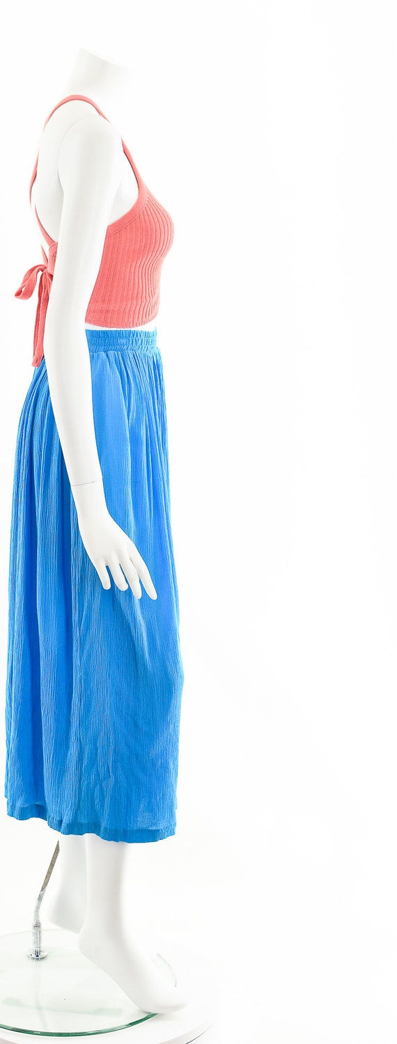 Blue Crinkle Gauze Skirt - image 5