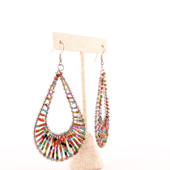metallic rainbow peacock earrings,bohemian rainbo… - image 8