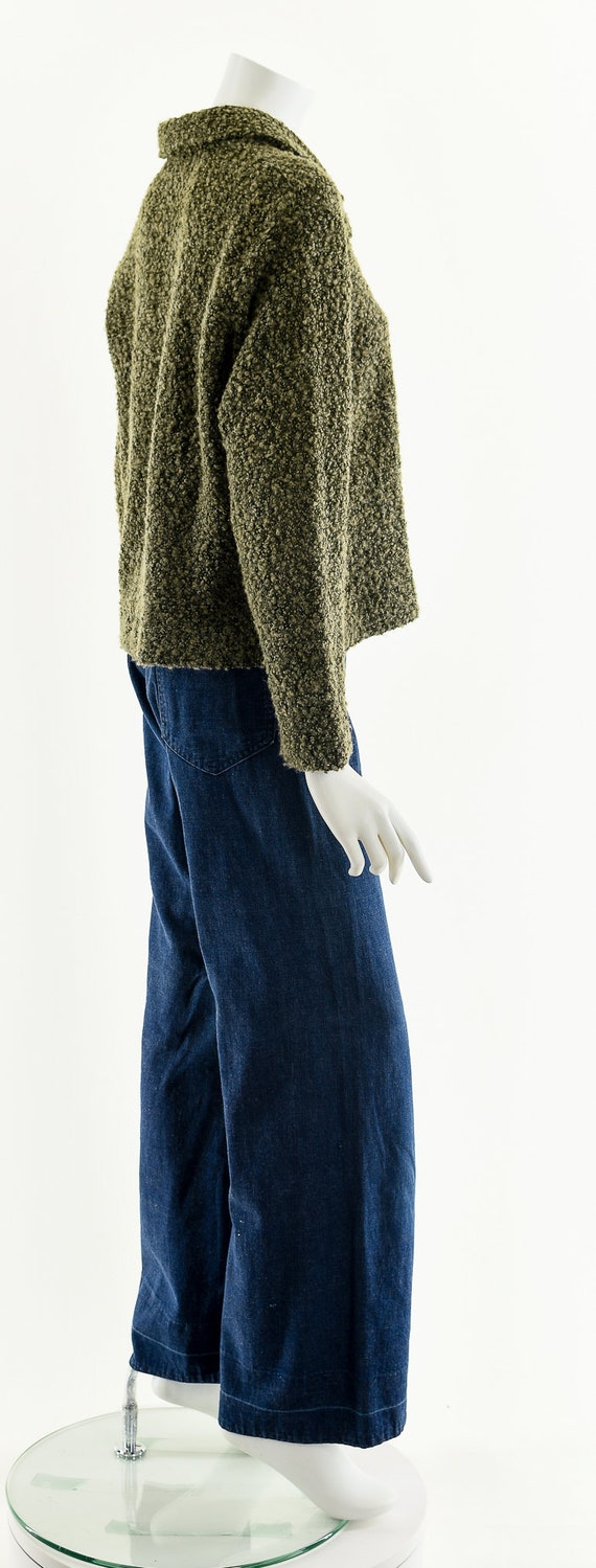 Green Sherpa Nubby Knit Sweater - image 6