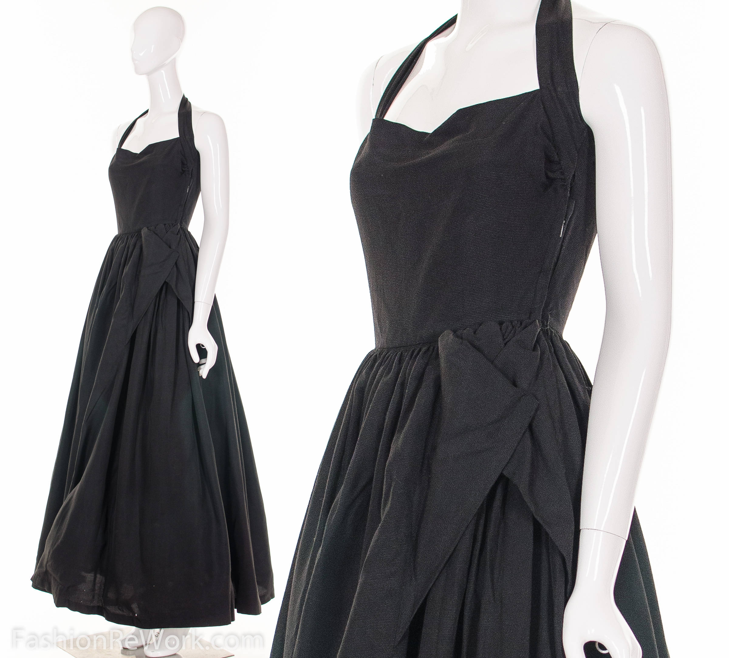 1950's BLACK HALTER Dress Bombshell 