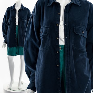 Navy Blue Thick Flannel Button Down Shirt