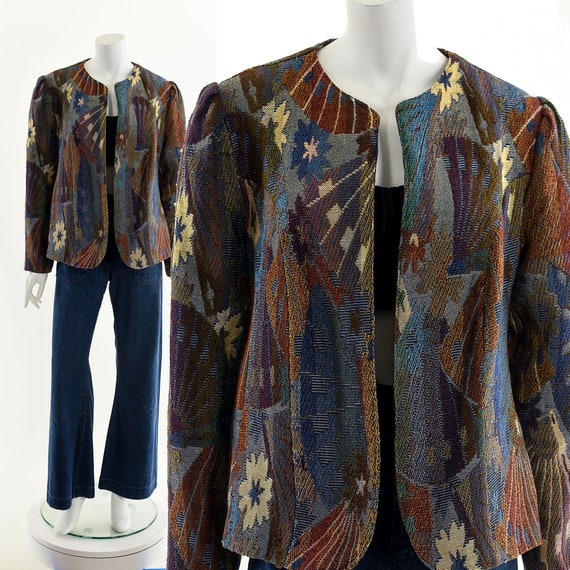 Star Art Deco Jacket,Puff Shoulder Jacket,Victori… - image 1