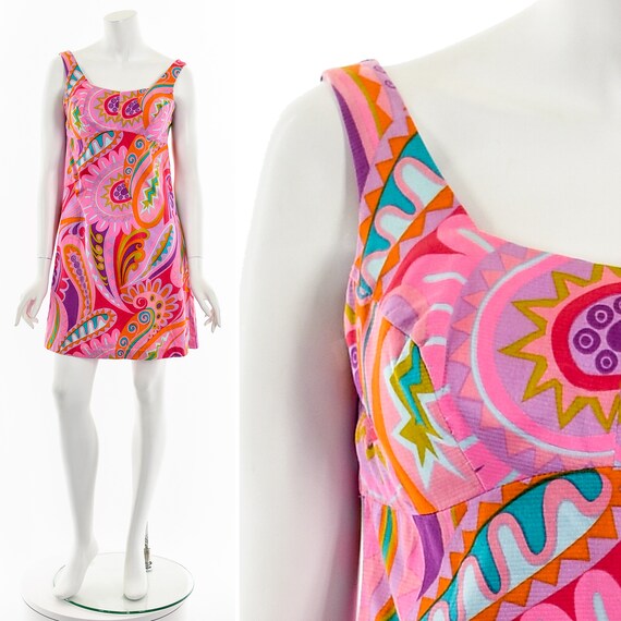 Neon Pink Psychedelic Mini Dress