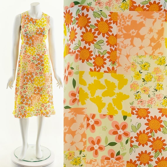 Flower Power Midi Dress,Butterfly Novelty Print D… - image 1