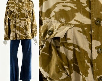 jaqueta camuflada bege, jaqueta camuflada vintage, jaqueta militar vintage, jaqueta militar, casaco funcional utilitário