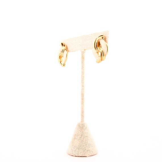 Gold and Cream Abstract Swirl Statement Earrings - image 2