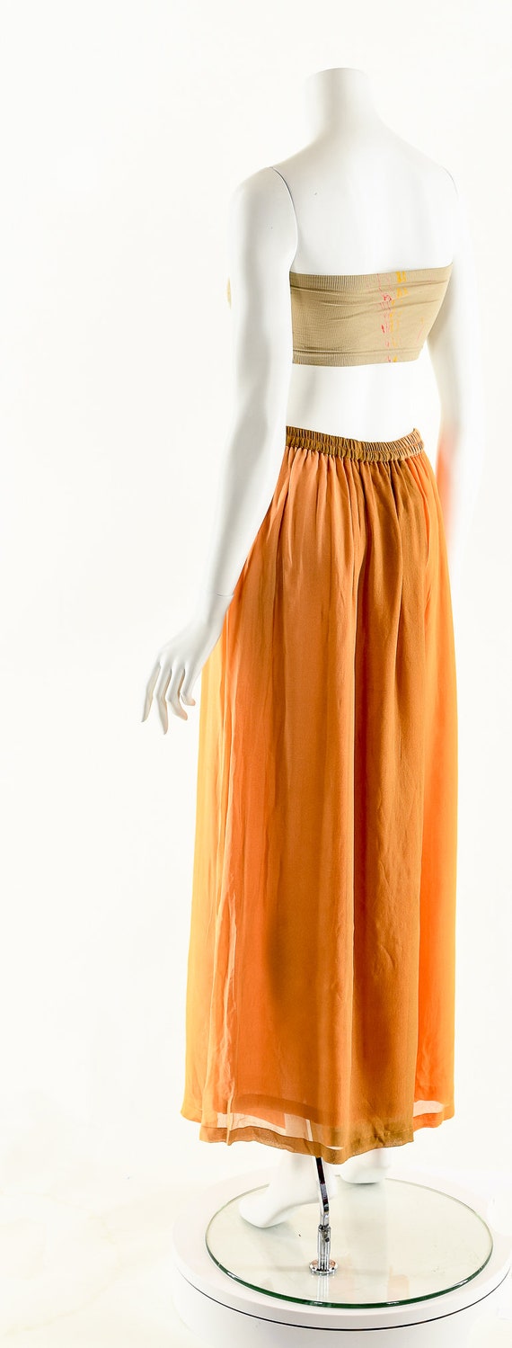 Watercolor Huge Silk Pants,Orange Ombre Palazzo P… - image 8